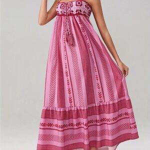 Pink Patterned Maxi Dress